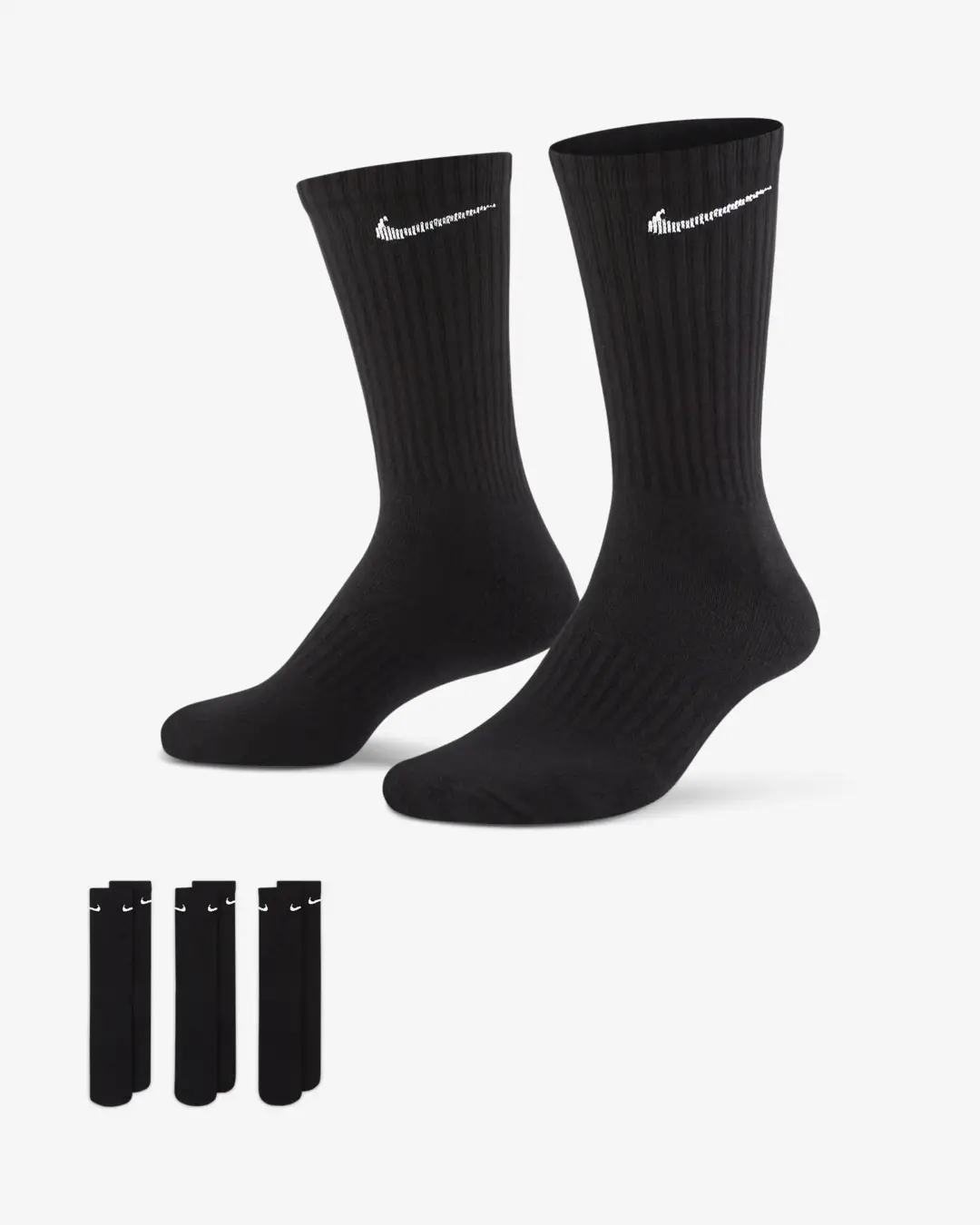 Nike Everyday Cushioned Crew Socks - Black (SX7664-100) | Premium Comfort & Support for All-Day Wear